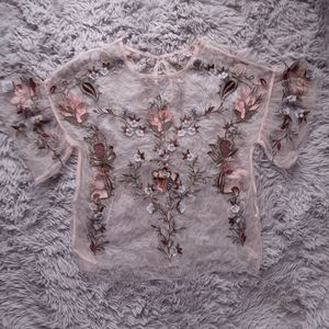 Mesh embroidered top